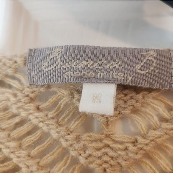 Bianca B Women's Sweater Cream Pullover Knit Made In Italy Wool Blend Size MED - Picture 2 of 10